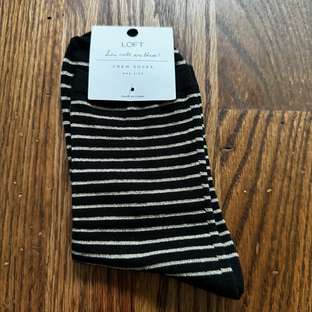 Final Sale! Loft shimmer stripe crew socks